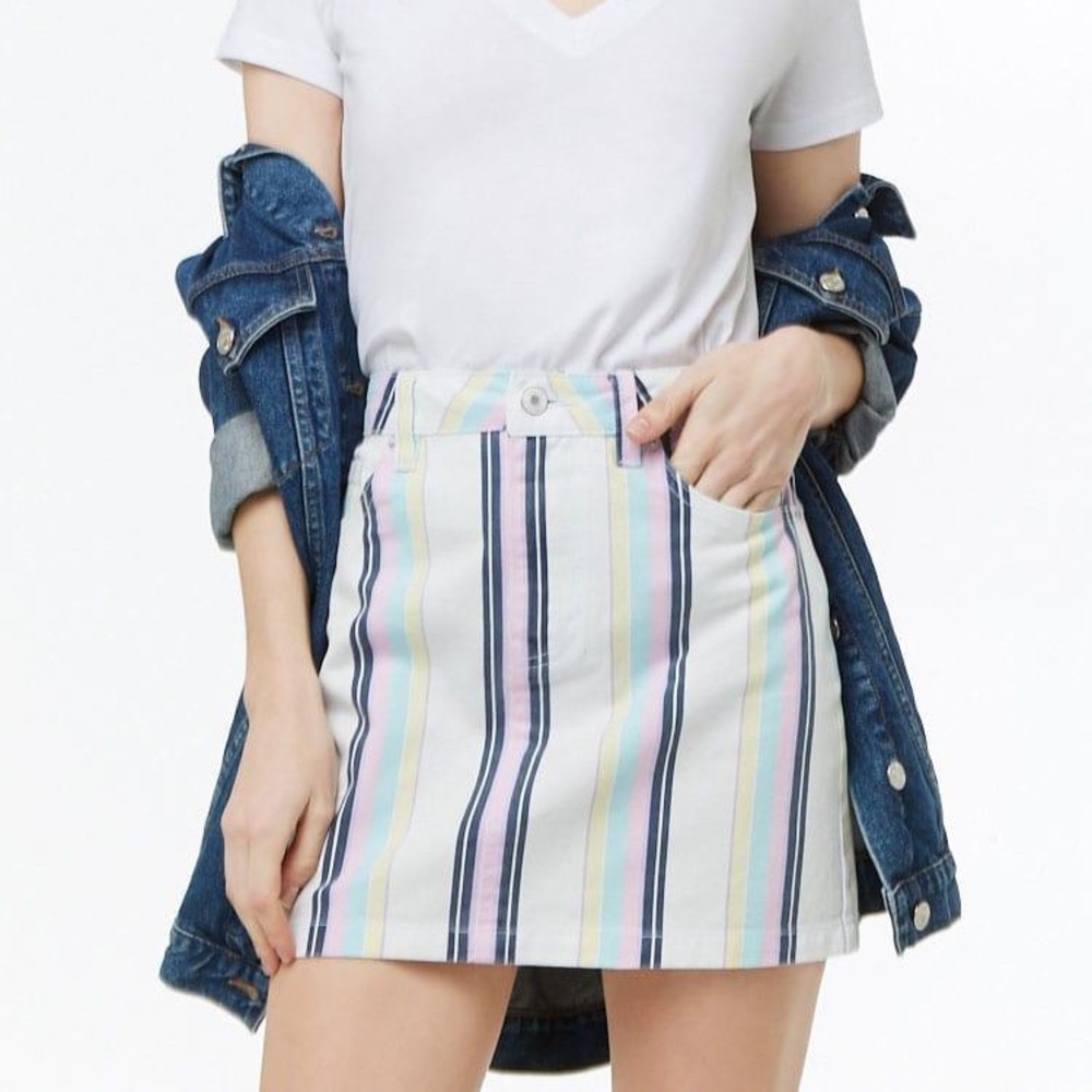 Forever 21 Striped Denim Skirt